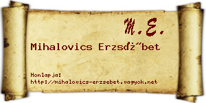 Mihalovics Erzsébet névjegykártya